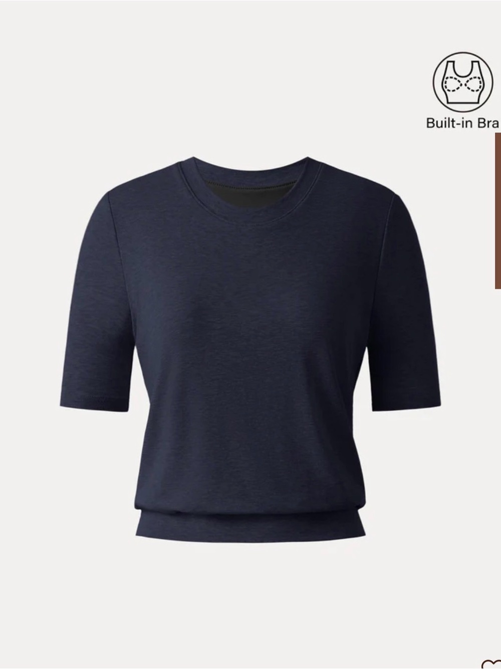 OGL Wool-blend Short-Sleeve Crewneck Top with built-in bra